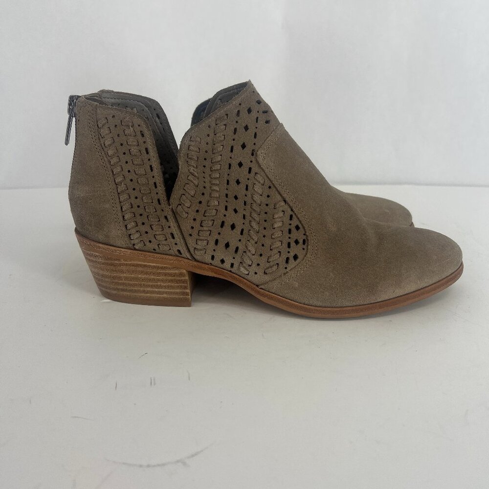 Vince Camuto Taupe Perforated Ankle Boots